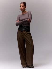 MUSERA Fitted Long Sleeve Top Vacation Casual Everyday Capsule Wardrobe Airport Holiday Fall Back To School Autumn Winter Christmas,Elegant