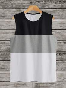 Manfinity Homme Men's Contrast Color Crew Neck Casual Tank Top For Summer - Multicolor - View 2