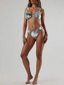 SHEIN Forever 21 Summer Women's/Beach/Vacation/Cruise/Animal Pattern Bikini Two-Piece Set