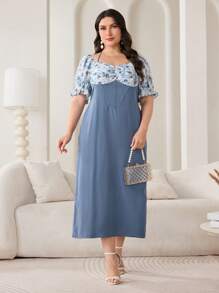 Modelyn Vestido informal de manga corta de talla grande, apropiado para el verano - Multicolor - Ver 3