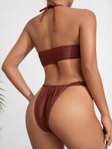 Swim Chiccia Summer Fashionable Hot-Selling Sexy Solid Color Starfish Jewelry Design Bikini Swimwear Set - Rust Brown - View 3