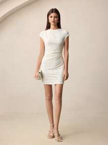 BizChic 2025夏季新款女士夏装，优雅商务休闲日常通勤，适合婚礼嘉宾，乡村音乐节，早午餐，机场装，90年代复古，斯德哥尔摩风格，美国独立，度假，露背碎花短袖迷你连衣裙 - 綠色 - 查看 6