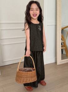 DAZY Young Girls Denim Two Pieces Outfits,Girls Summer Outfits - Dark Grey - View 2