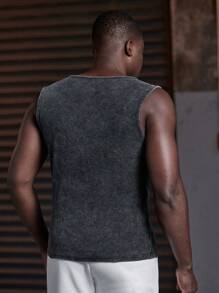 Manfinity VCAY Men's Knit Fashion Casual Loose Sleeveless Tank Top For Daily Wear, Young Men Tank Tops Sleeveless Tank Tops For Men Men Muscle Shirts - Black - View 2