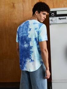 SWAVVY Men T-Shirts Fit Crew Neck Drop Shoulder Short Sleeve Graphic Tee Street Summer Polyester Tie Dye