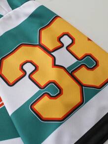 ROMWE MEN 2pcs Men's Preppy Letter Print V-Neck Short Sleeve Casual T-Shirt And Drawstring Waist Shorts Set - Multicolor - View 6