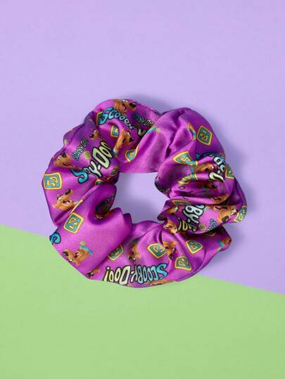 SCOOBY-DOO X SHEIN Cartoon & Letter Print Purple Scrunchies Hair Scrunchies
