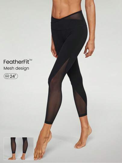 GLOWMODE 24" Featherfit™ Crossover Mesh Leggings