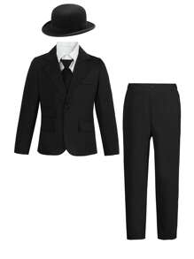 Traje de 2 piezas formal para niños preadolescentes: Chaqueta + Pantalón, sin corbata ni accesorios, atuendo formal para fiesta de cumpleaños, evento nocturno, boda, bautizo, cumpleaños