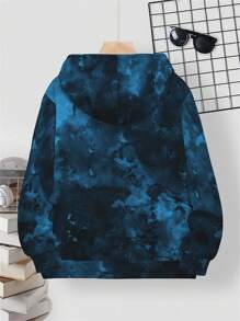 SHEIN Teen Boy Casual Simple Loose Thermal Lined Hooded Sweatshirt, Suitable For Autumn & Winter