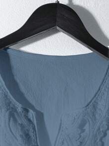 SHEIN PETITE CURVE Camisa de manga larga de unicolor para tallas grandes, de moda para el verano