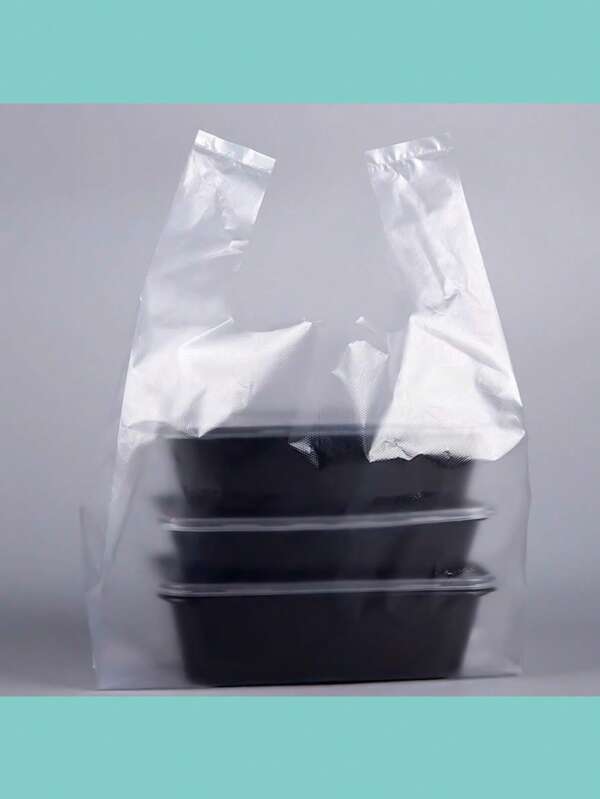 SHEIN A Set Of 100 White Transparent Plastic Bags, Breakfast Bags, Disposable Food Packaging Bags, Supermarket Grocery Plastic Bags Suitable For Daily Use