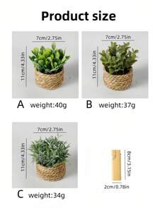 1 Stück 3 Stück künstliche geflochtene Rattan Topfpflanzen aus PE Polyesterfaser für Tischdekoration, Partys, Küche, Garten, Weihnachten, Geschenke