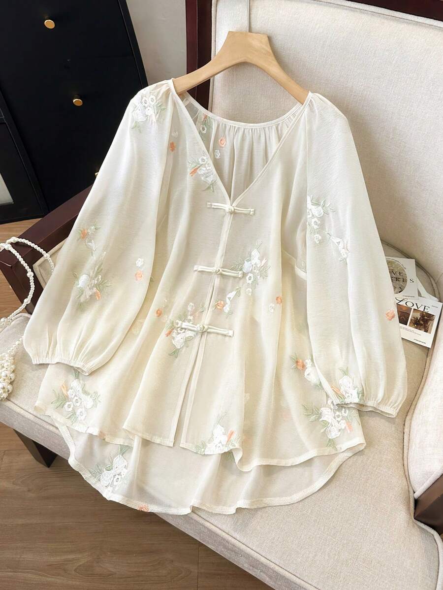 GlowEve CURVE 加大码开襟衬衫裙，中式女装时尚，适合夏季 - 彩色 - 查看 1