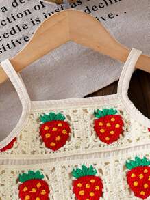 SHEIN Vintaside Kids Toddler Girls Casual Daily Fashion Tank Top Floral Embroidery Delicate Soft Solid Color Pants Set, Summer Baby Travel Cute Sunshine Clothing Baby Girl Strawberry Clothes Toddler Girl Strawberry Outfit