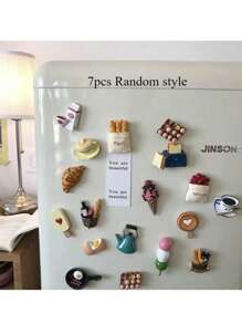 SHEIN 6 magneți de frigider, magneți de frigider cu alimente 3D, magneți decorativi drăguți, magneți de frigider personalizați, potriviți pentru table albe de bucătărie și birou, dulapuri de depozitare și mașini de spălat vase, decorare bucătărie, decorare casă, cadouri de Ziua Mamei