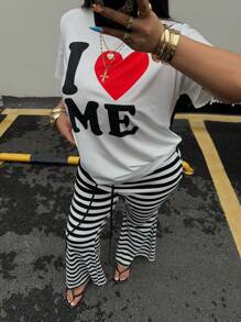 POPSWAY New Retro American Style Vacation Striped Relaxed High Waist Slimming Flare Pants, Casual & Versatile Wide Leg Trousers For Women Fall Cloth For Women