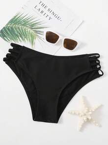 SHEIN Swim 比基尼泳裝下裝 - 黑色 - 查看 3