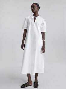 Ontre Abiti midi da donna alla moda per l'estate, abiti bianchi eleganti, abbigliamento da ufficio per insegnanti, abbigliamento da festival musicali