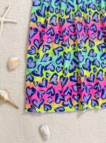 Teen Girls' Gradient Purple Leopard Print Cover-Up,Fashion Casual Swimsuit Coverup,Summer Vacation Holiday Beach Dress,Tween Girls Dresses Beachwear - Multicolor - View 5