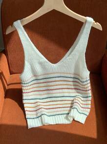 Comfortcana Striped Pattern Knit Top - Multicolor - View 6