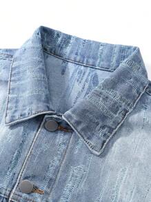 Manfinity EMRG Plus Size Men's Ombre Gradient Front Button Casual Long Sleeve Denim Jacket
