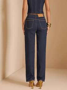 SHEIN BAE جينز نسائي بجيوب، مستقيم، فضفاض، كاجوال، متعدد الاستخدامات