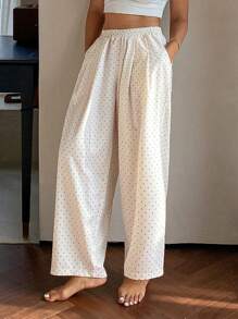 DAZY Women's Polka Dot Printed Sleepwear Bottoms, Fall Pajama