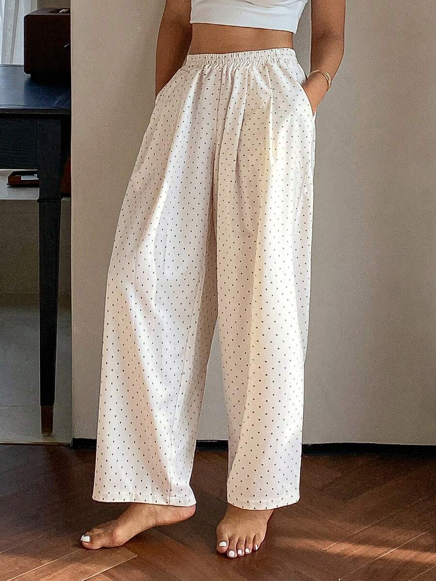 DAZY Women's Polka Dot Printed Sleepwear Bottoms, Fall Pajama