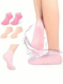 2 Pairs Silicone Skin Care Footmuffs Moisturizing Foot Socks Anti-Cracking Softening Callus Cuticle Foot Cover Foot Mask Massage Moisturizing Foot Care Socks - Multicolor - View 4