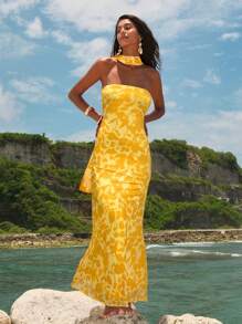 Opulessa Vestido slim fit con estampado de malla de punto para mujer