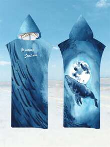 SHEIN 一件装速干冲浪斗篷换衣浴袍连帽衫，成人男女通用，可穿戴沙滩巾，超细纤维材质，适合游泳、沙滩冲浪、潜水、居家、温泉沐浴等场合。 - 彩色 - 查看 18