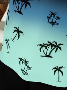 Manfinity RSRT Camiseta de hombre con estampado gradiente de palmeras y efecto tie-dye aleatorio, para vacaciones relajadas