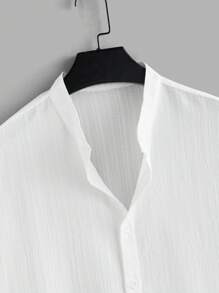 VIVINTIMO 夏季男士纯色前扣休闲短袖衬衫