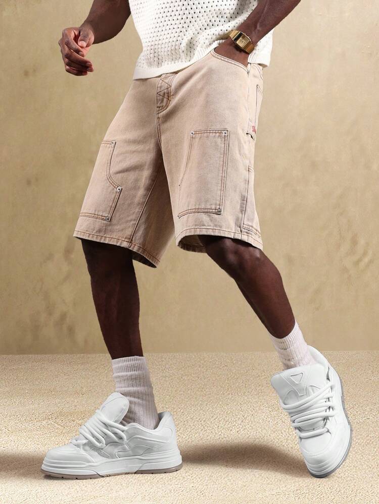 Carpenter Multi Pocket Loose Fit Denim Shorts