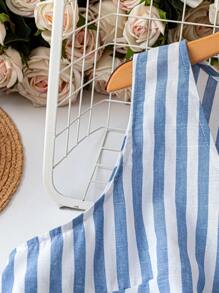 Rometta Vestido de verano sin mangas de cuello en V a rayas para mujeres