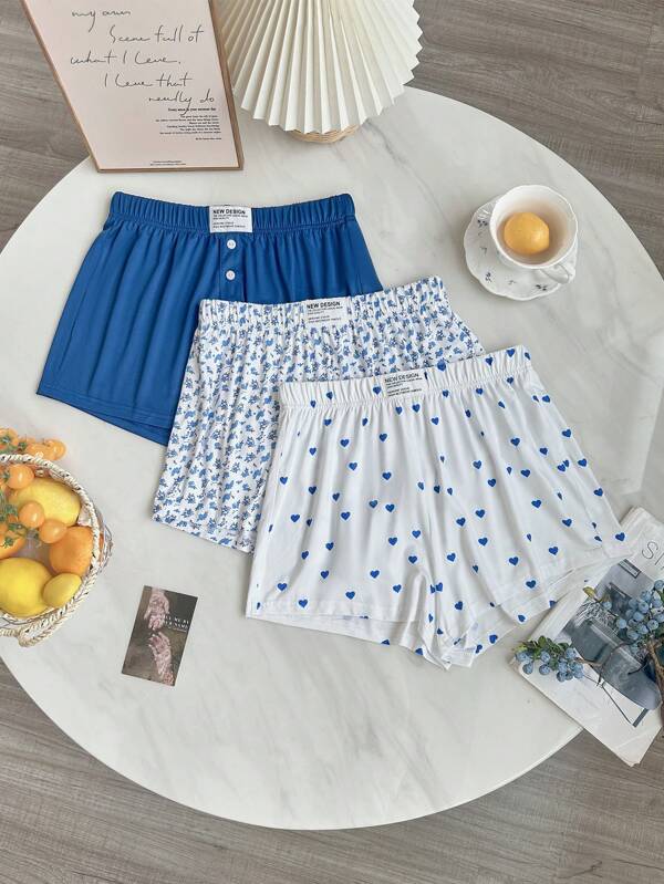 CottageSlumber 3 PiecesPrinted Casual Women Sleepwear Set Holidayseason