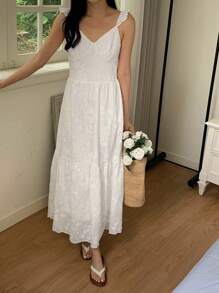 DAZY Women's Floral Jacquard Gathered Waist Short Cap Sleeve Midi Dress,Casual Women Dresses