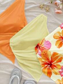 Soleia 3 chiếc áo phông in hoa thường ngày mùa xuân cho nữ Island Girl màu cam và hồng, lý tưởng cho kỳ nghỉ bên bờ biển, lãng mạn, bãi biển, kỳ nghỉ xuân, cô gái Miami mùa hè - Màu vàng - Xem 8