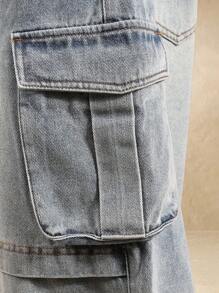 SUMWON 阔腿工装牛仔短裤街头风滑板风格长款宽松宽松短裤复古 90 年代嘻哈时尚 Y2K 都市服饰