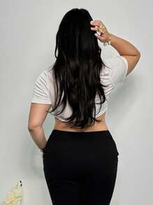 Firerie 大码女式休闲优雅垂褶深V领金属扣装饰开衩下摆无袖弹力上衣，适合春夏穿着，性感夜店风，外出上衣 - 白色 - 查看 4