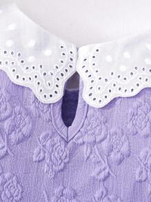 Souflis Souflis 女婴荷叶边彼得潘领甜美公主裙，蕾丝边粉色无袖夏装 - 紫色 - 查看 6