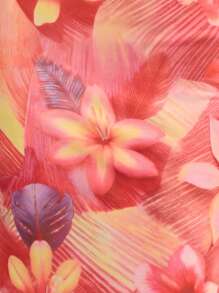 Nöista Sleeveless Dress Features A Square Neckline And Thin Straps, Crafted From A Soft, Semi-Sheer Fabric. Its Vivid Floral Pattern Adds Tropical Charm, Perfect For Summer Parties, Beach Vacations, Or Sunset Dinners. Bold Yet Effortlessly Elegant. 4th Of July Outfits - Red - View 6