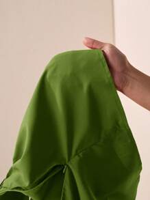 Zivah 2025 春夏新品 音乐节、复活节、圣帕特里克节、牛仔、游牧、生日派对、毕业季、校园风格、学生、日常穿着、百搭、休闲、度假、巡航、海滩、日光浴、时尚、街头服饰、优雅绿色纹理面料单肩褶皱设计高腰阔腿连体裤 - 綠色 - 查看 9