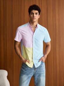 Manfinity VCAY Men Striped Colourblock Shirt - Multicolor - View 3