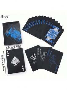 黑色塑料扑克牌耐磨耐用。塑料PVC防水扑克牌适用于朋友聚会、生日、圣诞聚会、减压玩具和有趣的棋盘游戏。良好的可伸缩弹性防水纸牌红蓝，一款多功能且有趣的纸牌游戏，与朋友一起解锁新游戏，游戏>棋盘游戏，游戏，趣味纸牌 - 藍色 - 查看 4