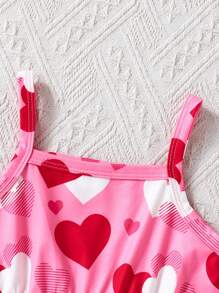 2 件女童针织牛奶丝吊带裙，心形数码印花和蜡染数码印花，适合夏季日常穿着、外出、旅行、度假和聚会 - 彩色 - 查看 4