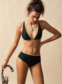 VARSIVA Women's Solid Color Edge Sexy Bikini Swimwear Set For Summer Beach - Multicolor - View 6