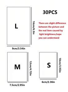 30 件 PVC 珠宝收纳袋，激光透明黑色包装袋，可密封包装袋，简约纯色手链珠宝袋，情人节家居礼物