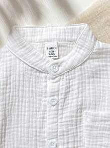 Baby Boy Newborn Toddler Blue And White Striped Summer Casual Family Matching Cotton Gauze Short Sleeve Shirt+Slate Blue Pants Set,Gentleman Outfit - Blue and White - View 8